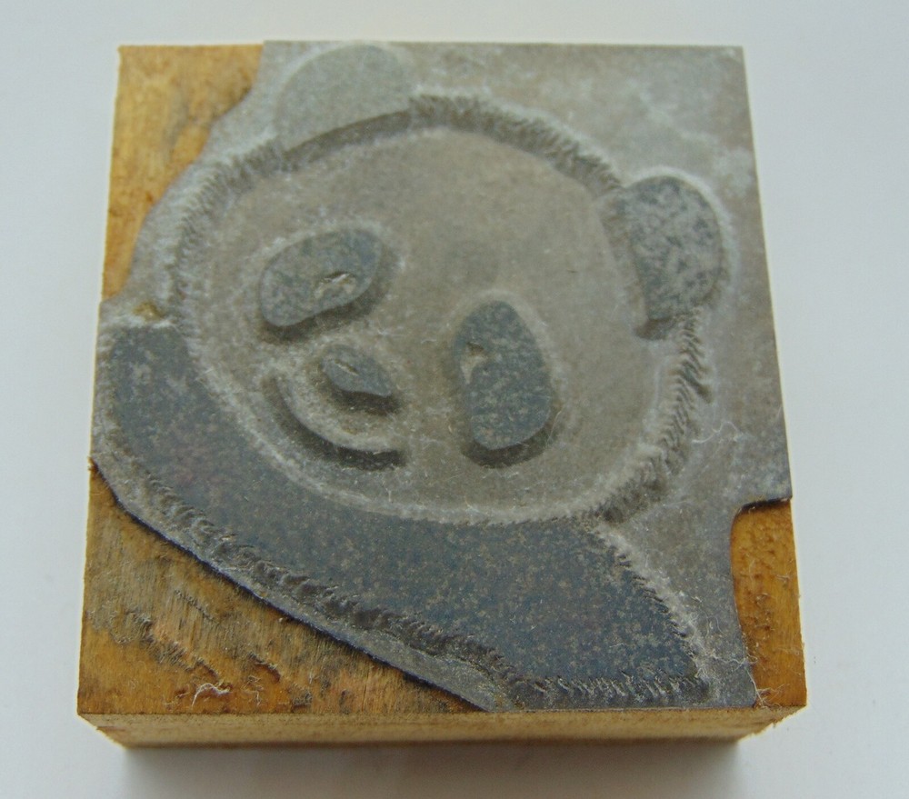 Printing Letterpress Printers Block Panda Bear ROUGH SHAPE