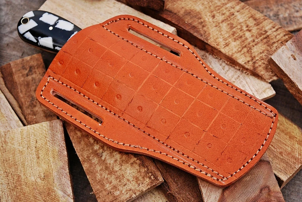 HAND FORGED RAIL ROAD BULL CUTTER/COWBOY KNIFE & RISEN HANDLE AH DAMASCUS-1234