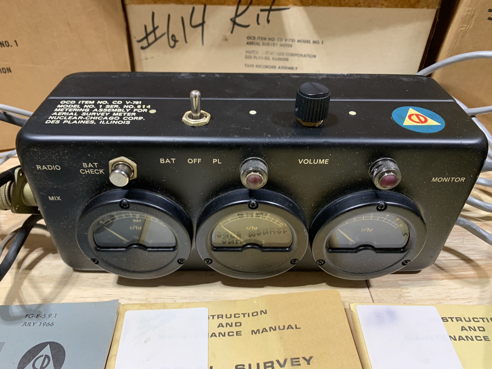 Civil Defense CD V-781 Nuclear-Chicago Aerial Radiological Survey Meter #614