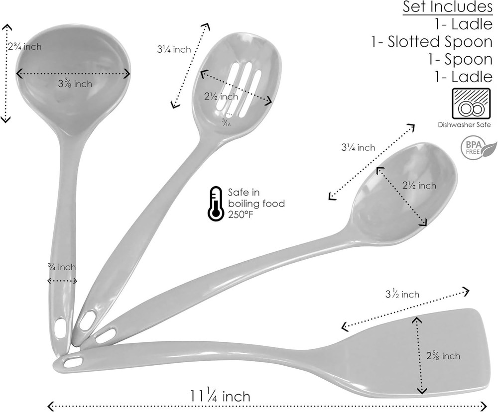 Melamine Utensil Set, 4Pc, Plum