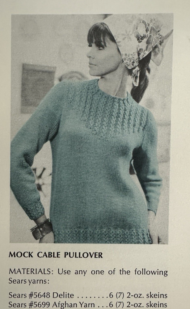 Sears Beginner's Knitting Book Basic Instructions 4 Patterns 1970's Vintage