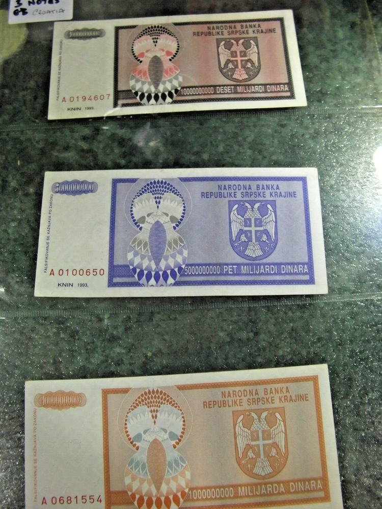BANK NOTES WORLD CROATIA 3 NOTES G3