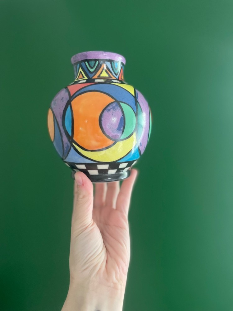 Abstract Handpainted Ceramic Vase