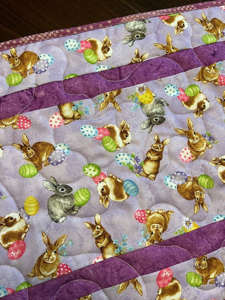 Handcrafted-Quilted Table Runner -Easter  - Variety of Easter Rabbits & Eggs