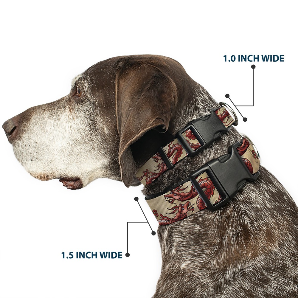 Plastic Clip Collar Dragons Tan Medium 11-16.5"