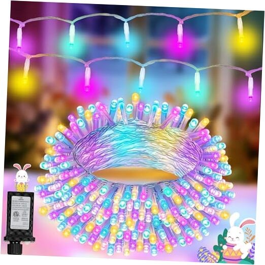 100 LED Easter Mini Lights - 33Ft Pastel Colored Connect String Light Plug in