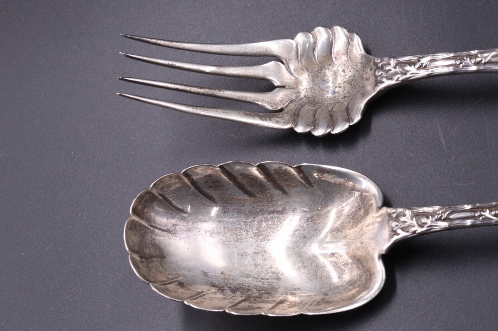 Tiffany & Co., Sterling Silver Fork & Spoon, Wave Edge Pattern, 1884, 5.5 oz
