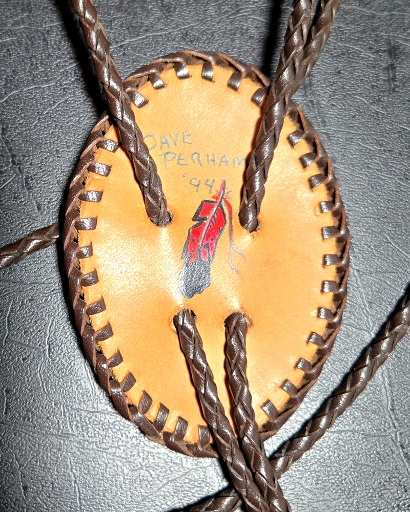 Bolo Tie/ Dave Perham Braided Leather Eagle Bolo Tie