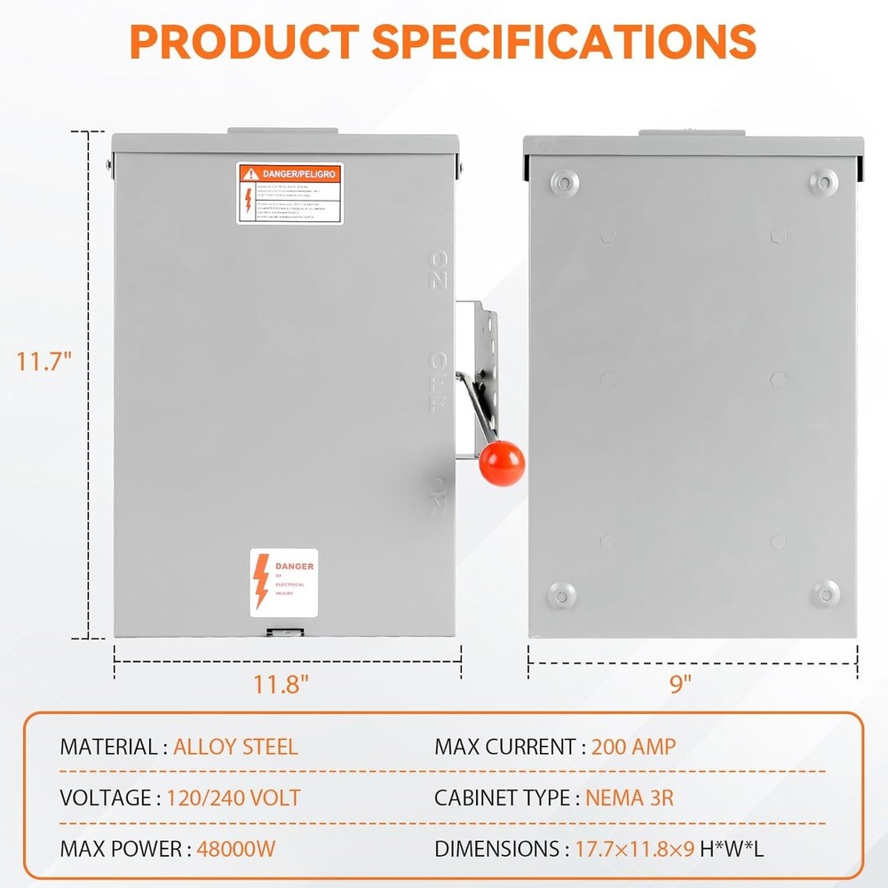 Durable 200A Double-Throw Switch | 48000W Rigorously Tested Power Solution
