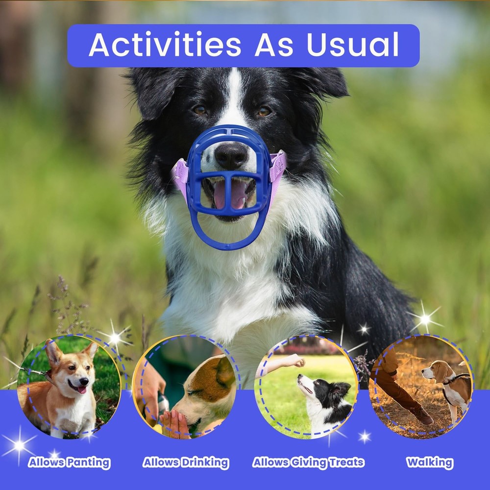 Basket Muzzle Allows Panting Drinking, Anti Biting Chewing, Suitable for Groo...