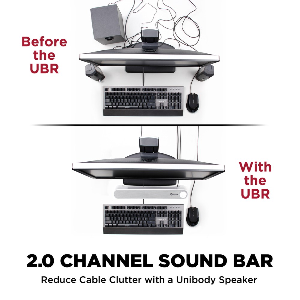 Computer Sound Bar Speaker (White) with Easy Access Headphone & Mic Jacks
