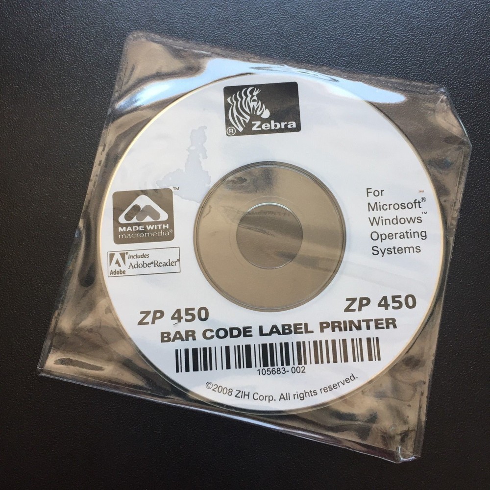 Zebra ZP450 Thermal Label Printer Windows Driver Disk 105683-002
