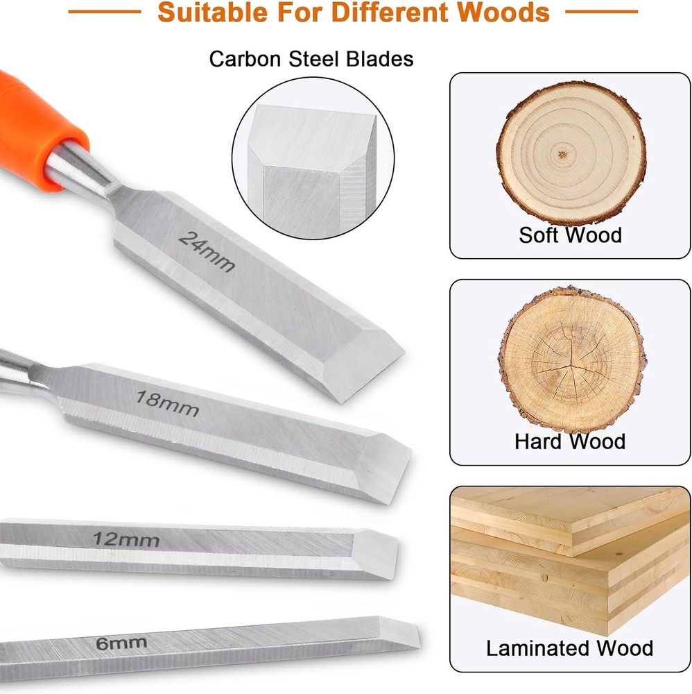 4 Piece Wood Chisel Sets Woodworking Tools Set, Chisels for 4 Pack