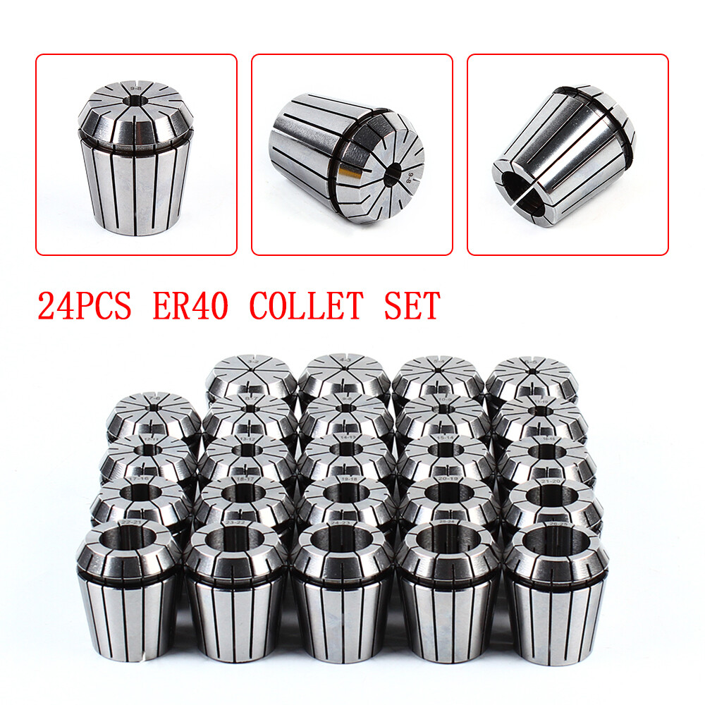 24pcs ER40 Collet Set Metric Size High Precision Spring Clamping Collet Kit New