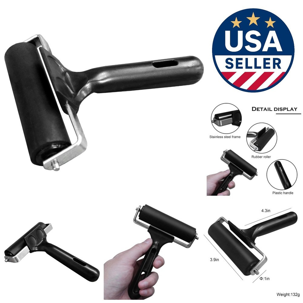 4-Inch Rubber Roller for Flooring Installation and Printmaking - Light & Durable