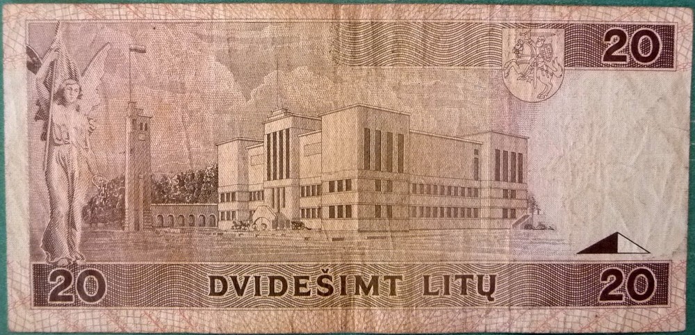 LITHUANIA 20 LITU NOTE FROM 1993, P57