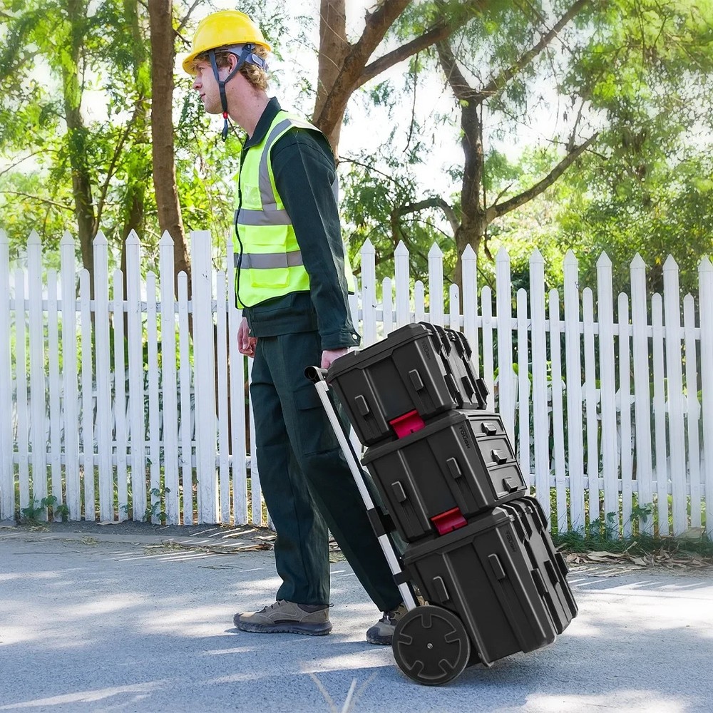 Hyper Tough Hyper Stack Rolling Tool Storage Base Box, Black