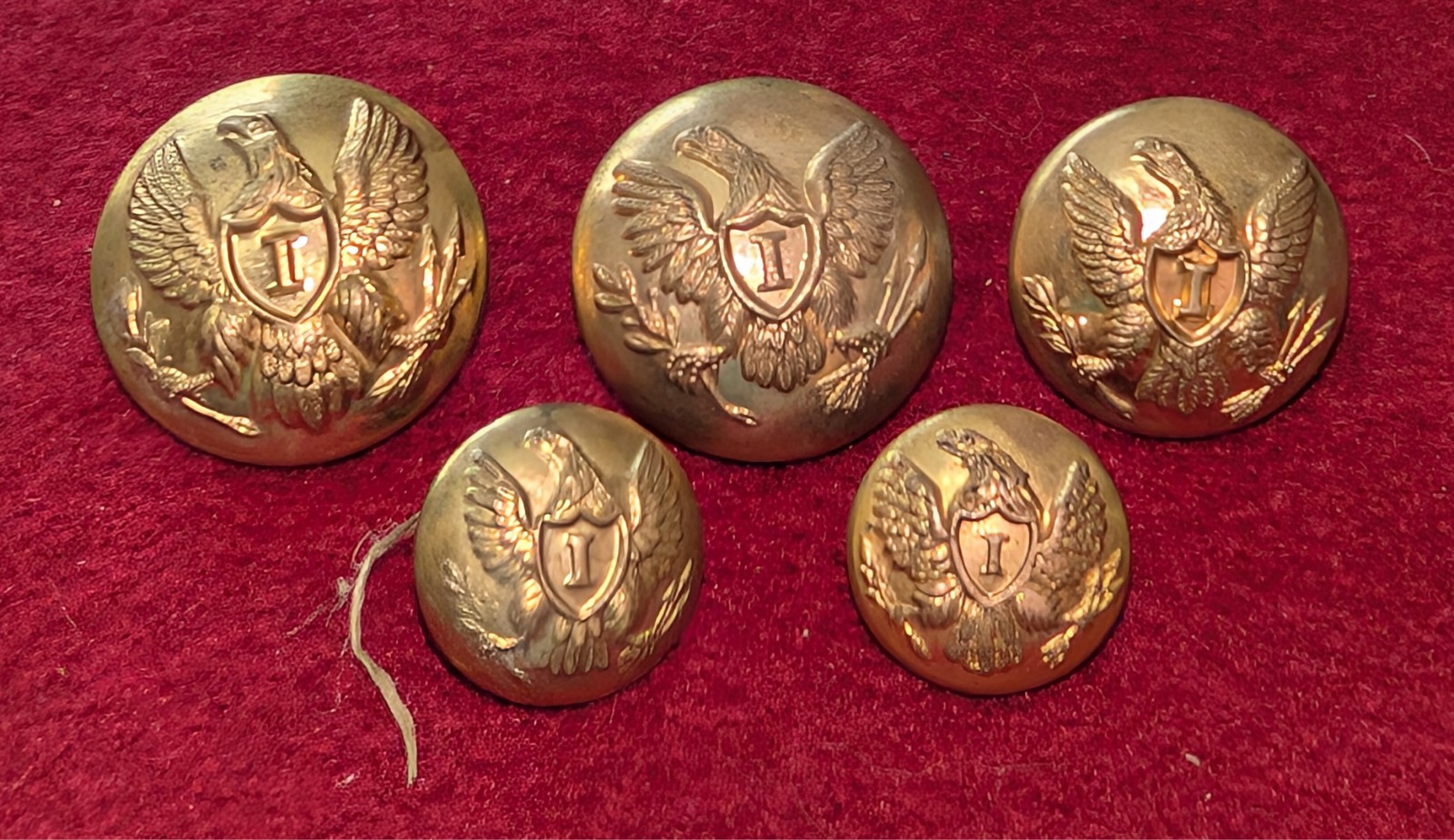 Five Different Federal Eagle I Infantry Officer's Buttons