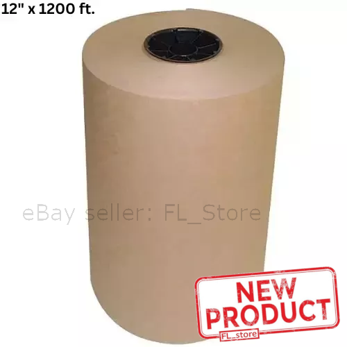12" x 1200 Feet Brown Kraft Paper 30 lb Basis Weight Roll Packaging Shipping NEW