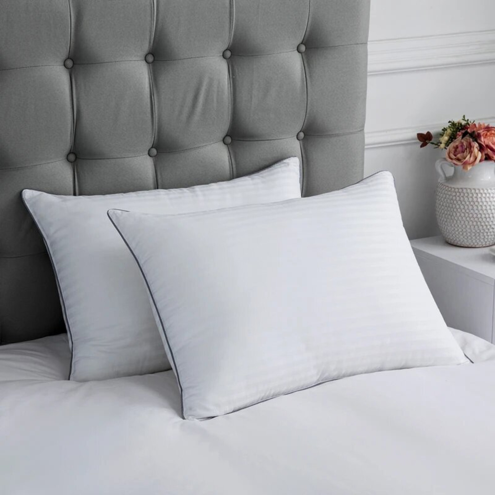 100% Egyptian Cotton Pillow Protectors with Zipper 2 Pack Standard Queen King