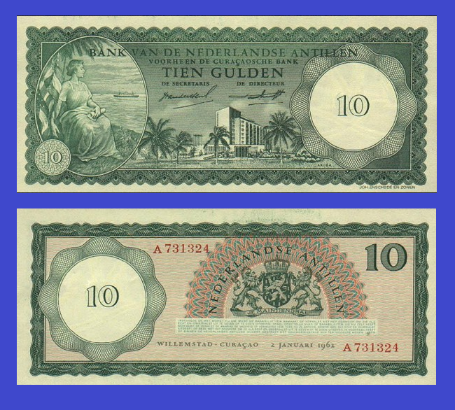 Netherlands antilles 10 gulden 1962 /- Copy