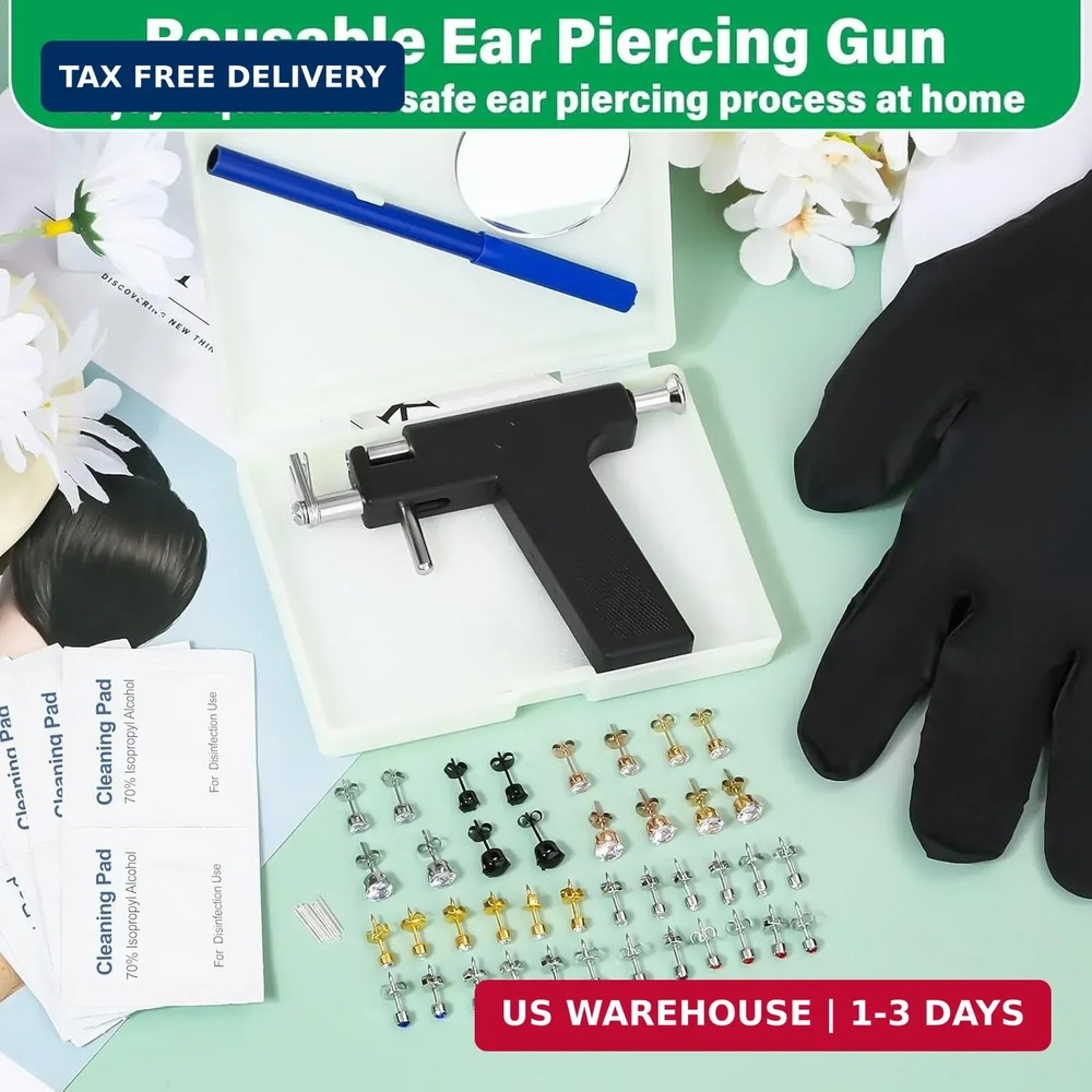 Professional Ear Piercing Gun Kit Reusable Tool Stainless Stud Set
