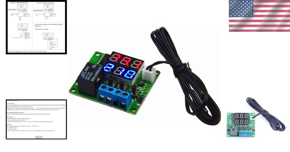 Versatile Digital Temperature Controller with Waterproof Sensor & LED Display