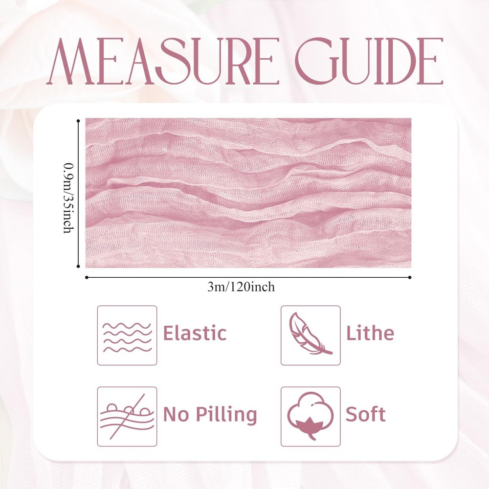 12Pack Pink Cheesecloth Table Runner 10FT Boho Gauze Spring Easter Cheese Clo...