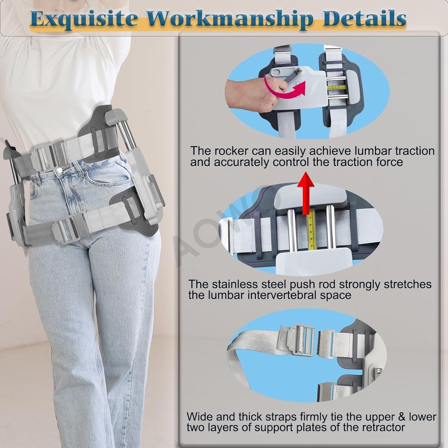 Lumbar Traction Device Lower BackPain Relief Spinal Decompression Herniated Disc