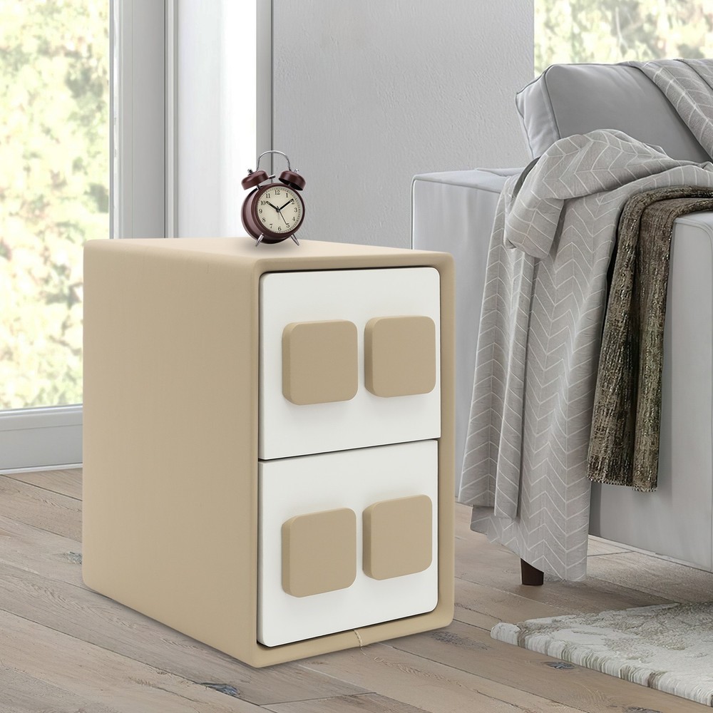 Modern Minimalist End Table, Bedside Table, Floorstanding End Table W/ 2 Drawers