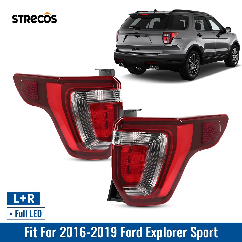 For 2016-2019 Ford Explorer Sport Full LED Tail Light W/ LED DRL Left+Right Pair