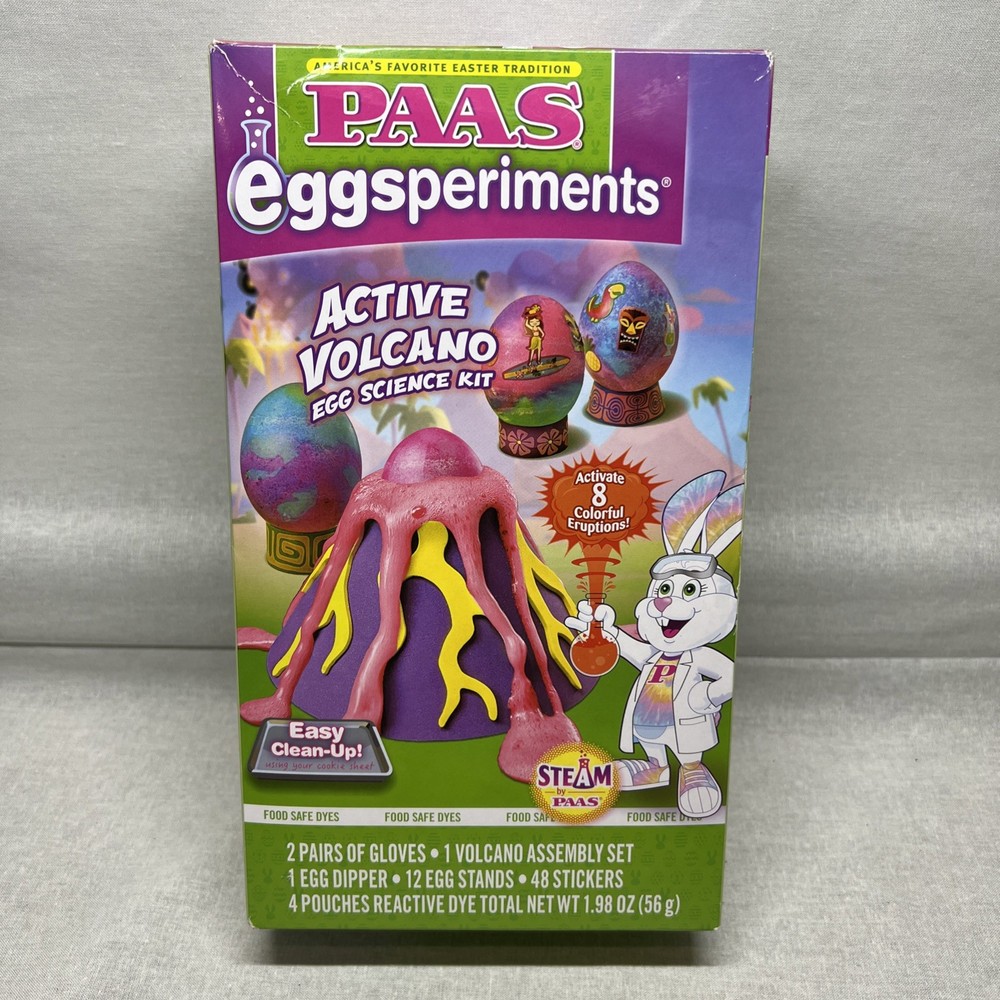 PAAS Eggsperiments Active Volcano Egg Science Kit — Easter Bunny holiday NEW