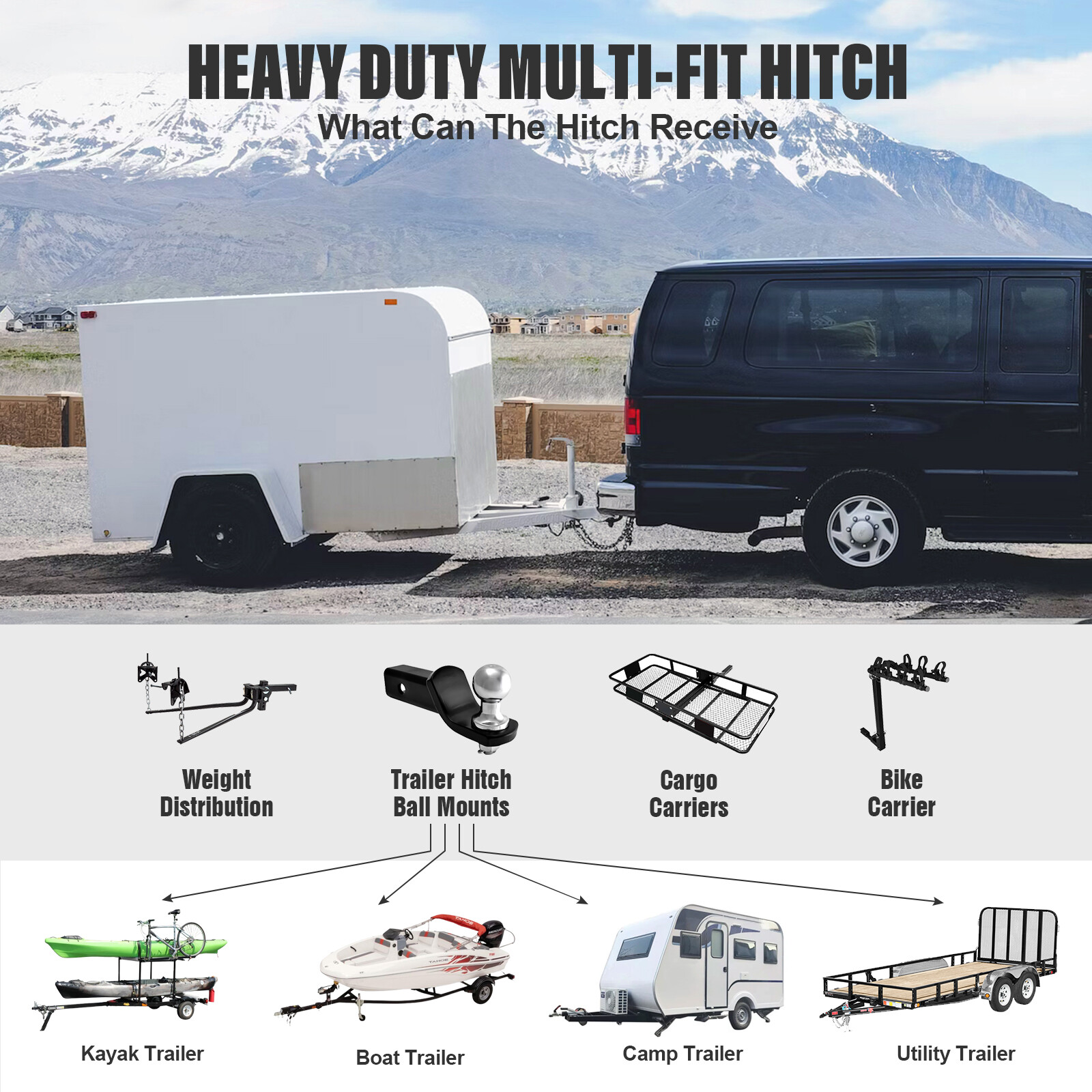 Trailer Towing Hitch Fit GMC Sierra Chevrolet Silverado 1500 1999-2013