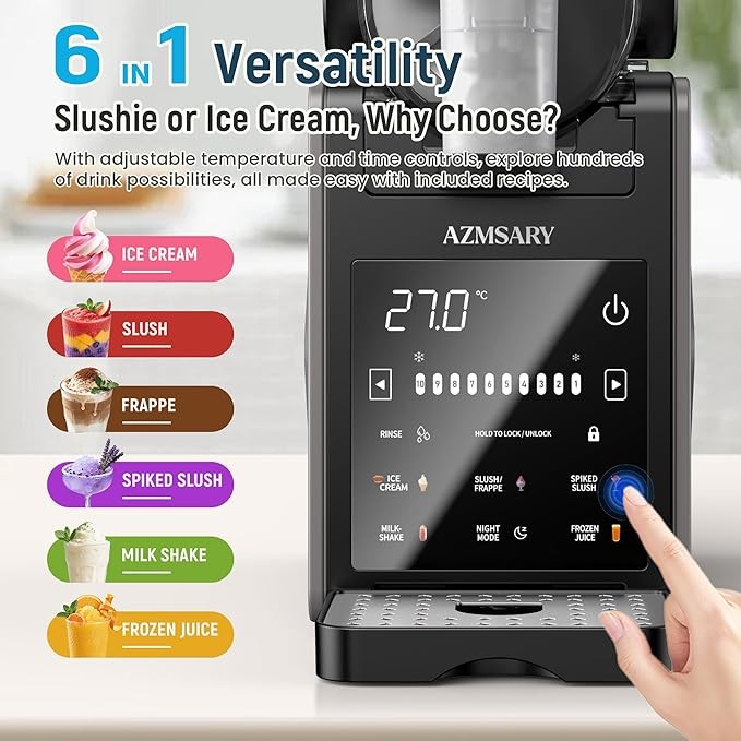 Slushie Machine 85oz Ice Cream Maker LED Programs