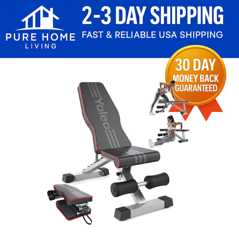 Adjustable Folding Weight Bench - 660 lbs Capacity, Compact Home Gym Solution