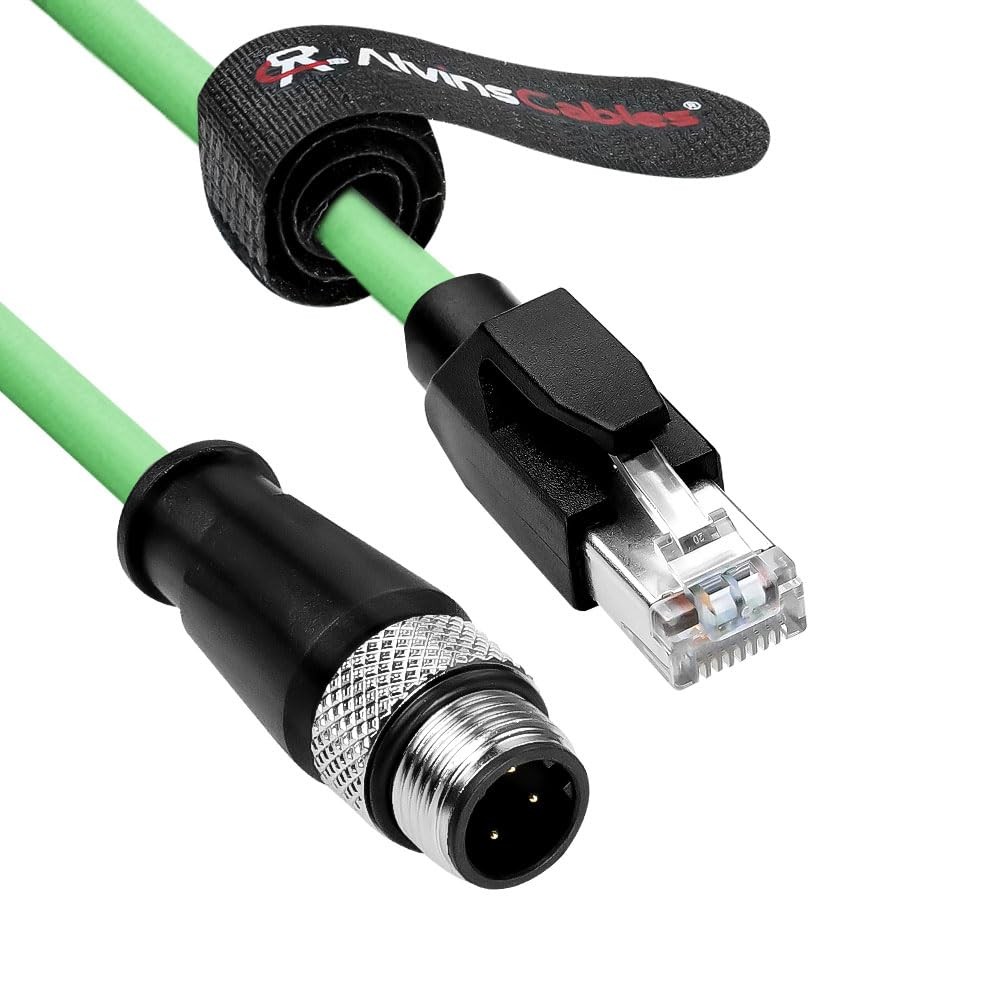 M12 D-Code 4Pin to RJ45 Ethernet Cable Flex for Industrial Camera SYNC 16.4ft-5m