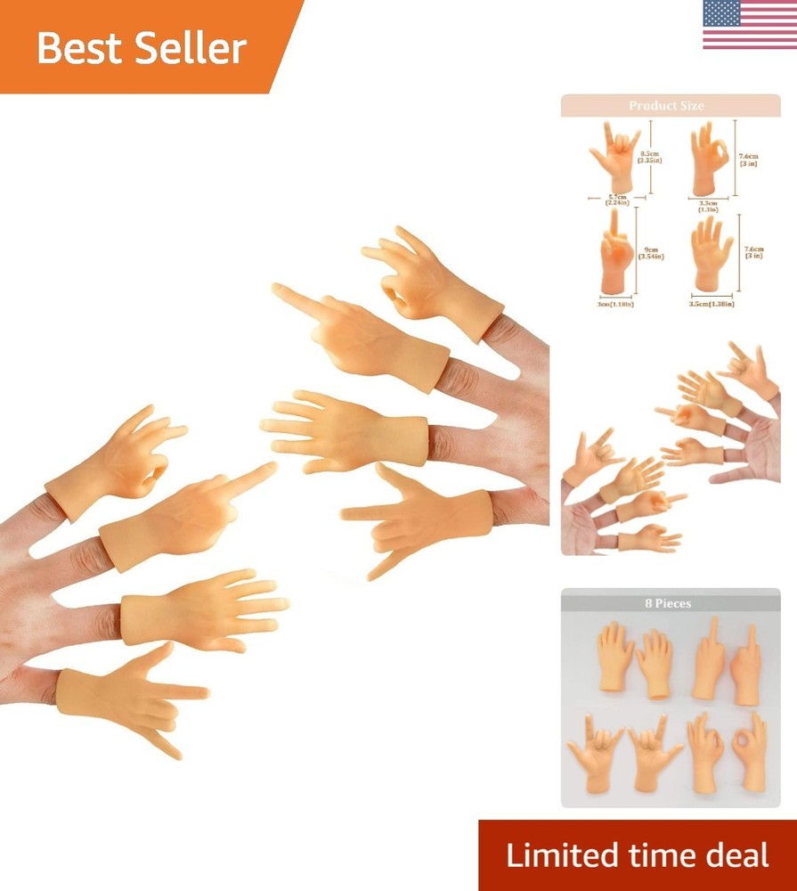 Tiny Hands Mini Finger Puppets 8 Pieces, Left and Right Hand Set, Mixed Style...