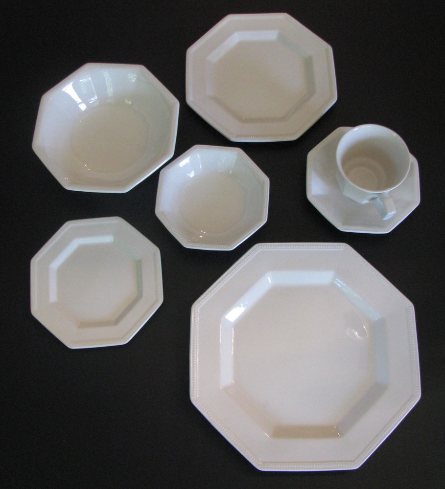 Johnson Brothers 8 sided Octagonal Beaded edge White Dinnerware Your choice