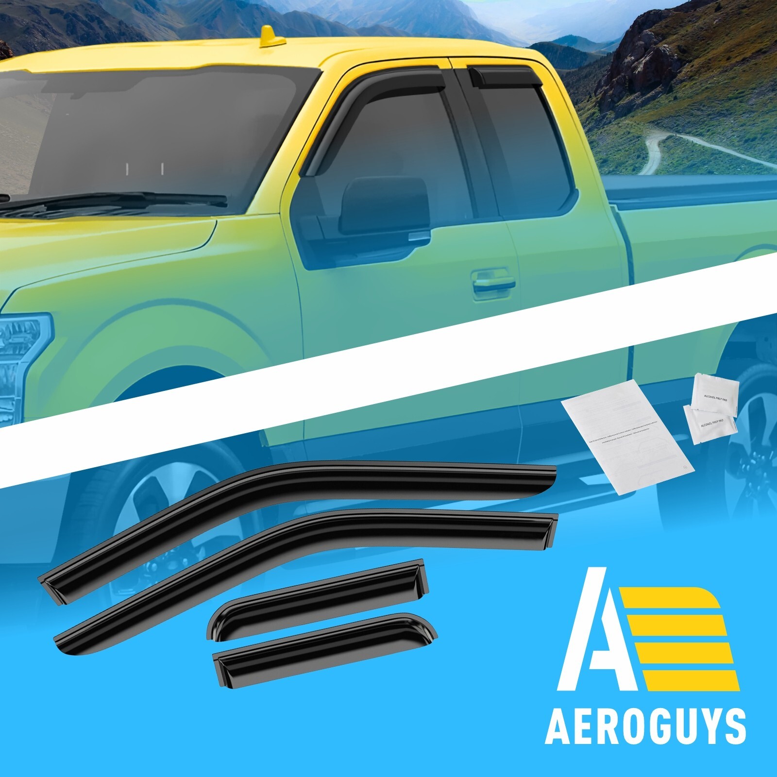 Sun Rain Visors Wind Rain Guards for 2015-2026 Ford F150 SuperCab