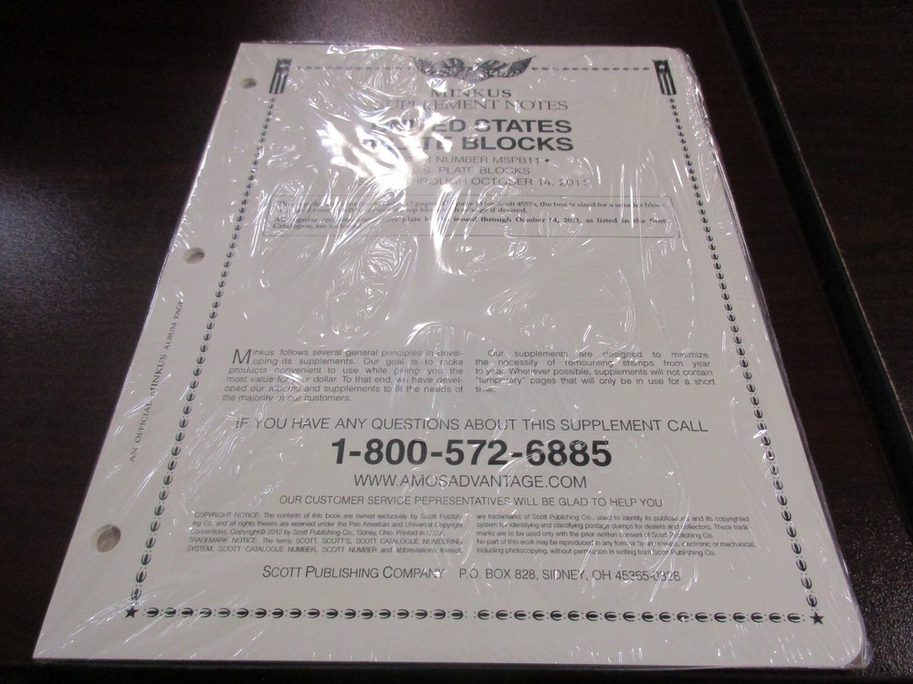 "MINKUS" SUPPLEMENT NOTES U.S. PLATE BLOCKS #MSPB11   W/FREE SHIPPING!!!