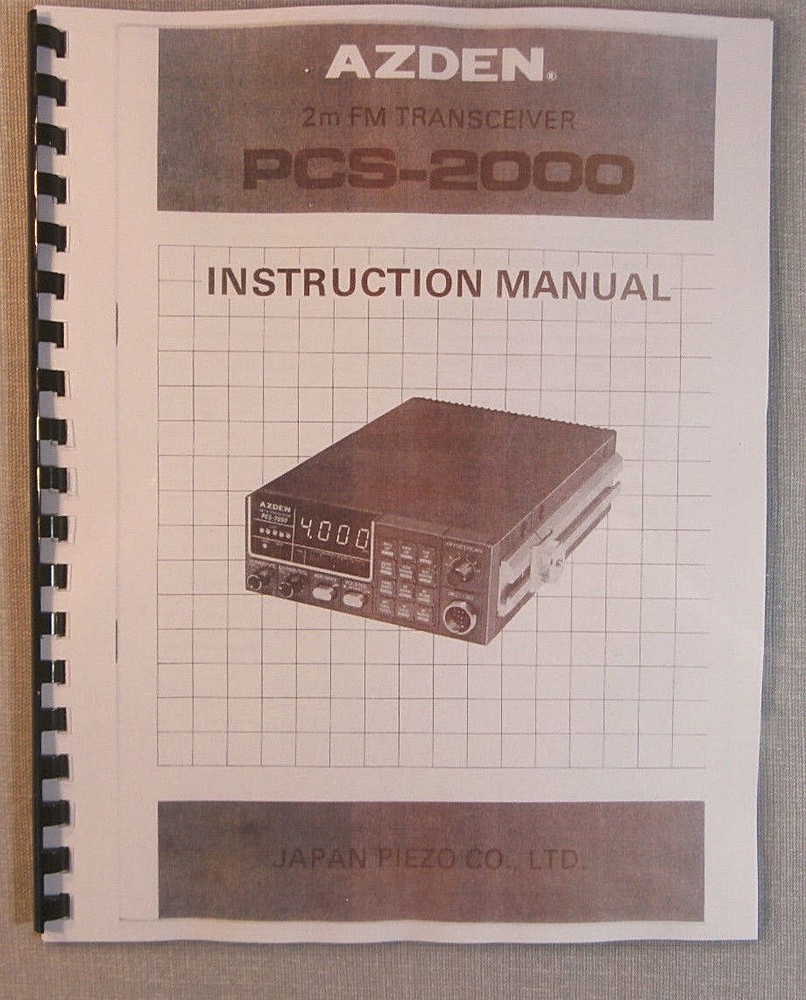 Azden PCS-2000 Instruction Manual - ring bound & protective covers!