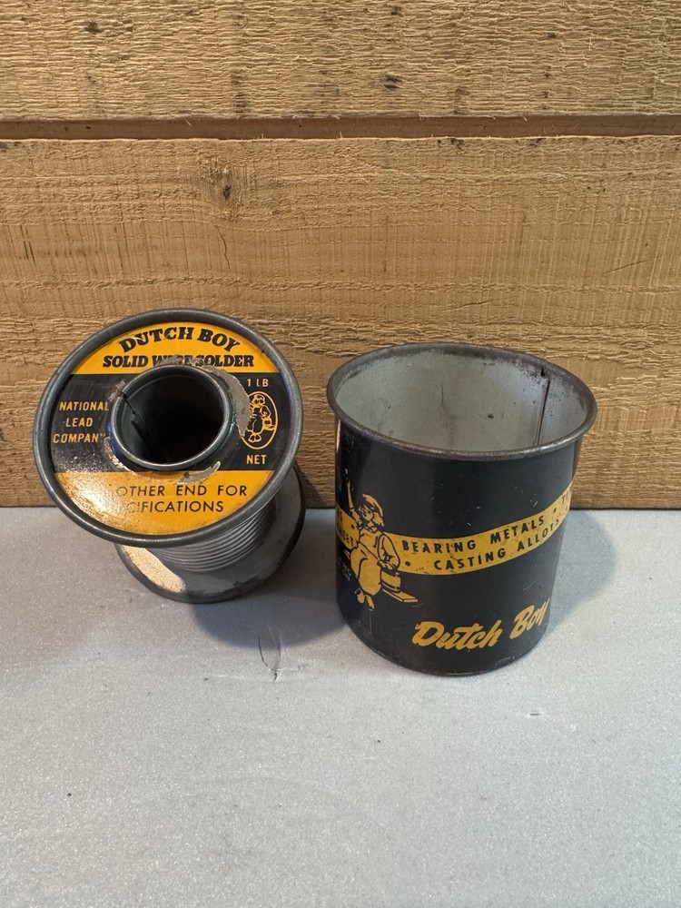 Vintage Dutch Boy Solid Wire Solder  Spool Canister Grade 35