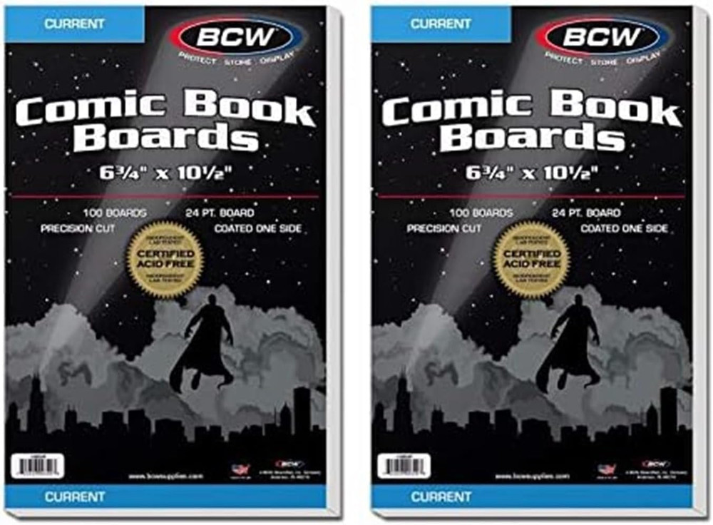 Current Comic Book Backing Boards - 200 Pack | 24 Pt., Coated, Buffered with 3%