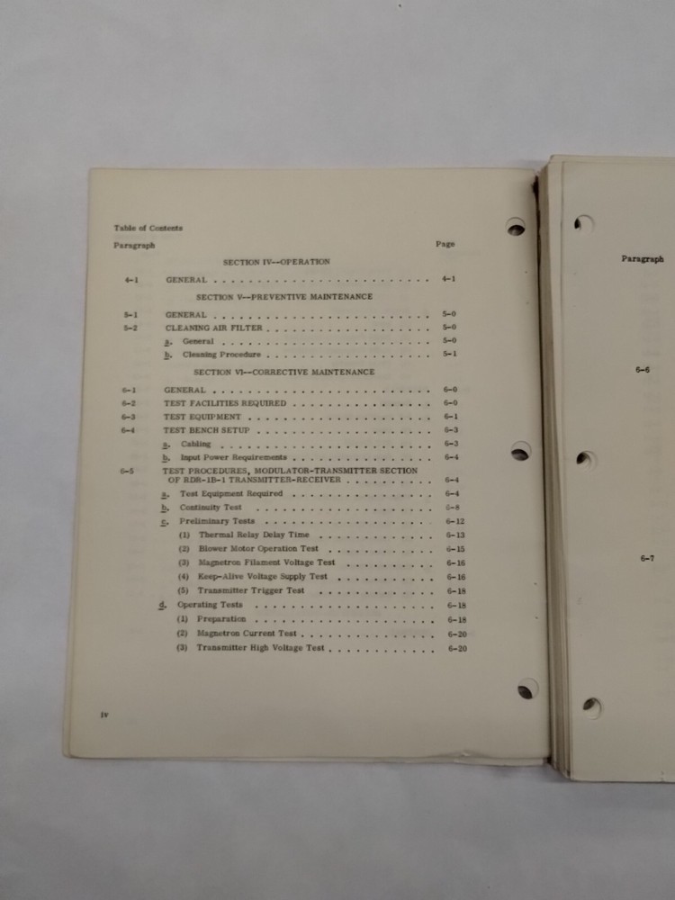 Bendix Airborne Radar System Type RDR-1B-1 Transmitter Receiver Instruction Book
