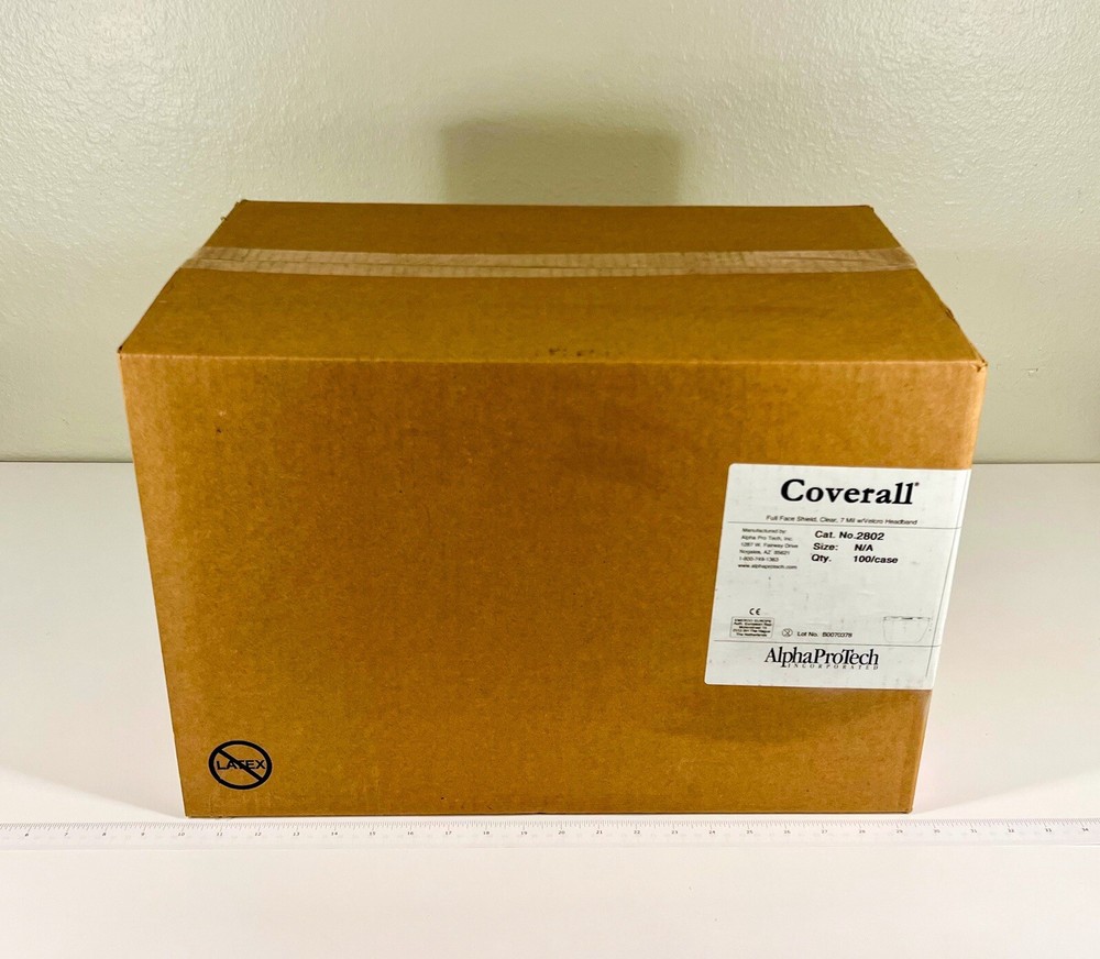 100/case Coverall Full Face Shield, Alpha ProTech 2802, Clear, 7 Mil