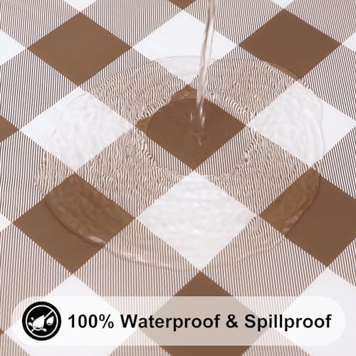 Rectangle Picnic Table Cloth, Elastic 60" x 30" (Rectangular) Brown and White