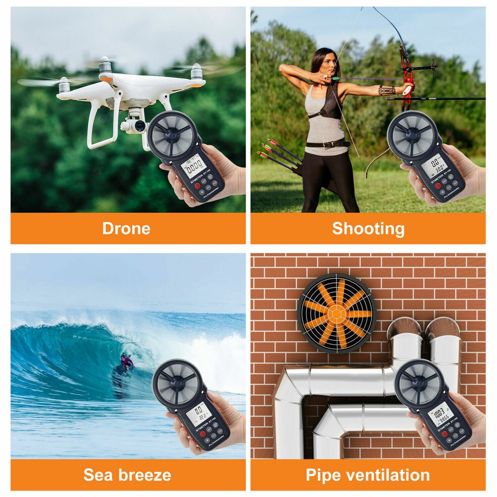 US BTMETER Wind Speed Meter Temperature Altitude Humidity Anemometer Barometer