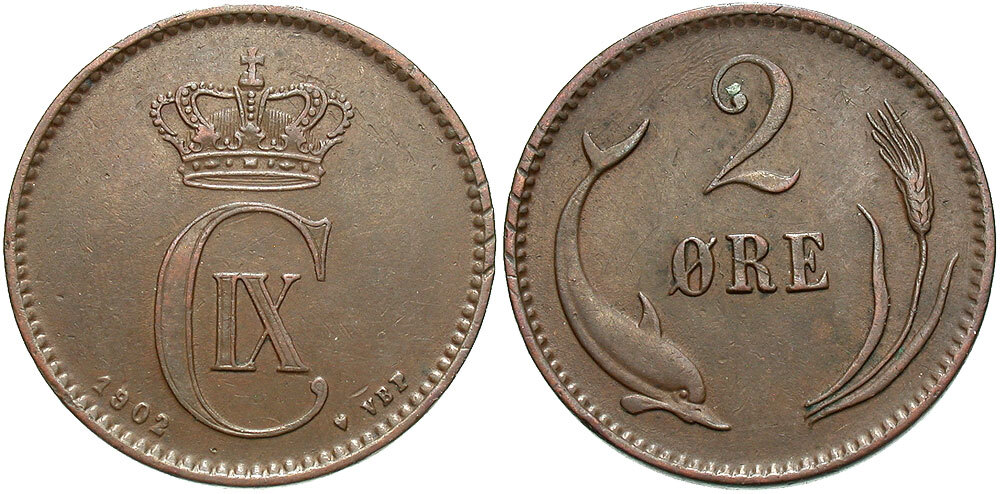 DENMARK 1902 2 Ore #WC70983