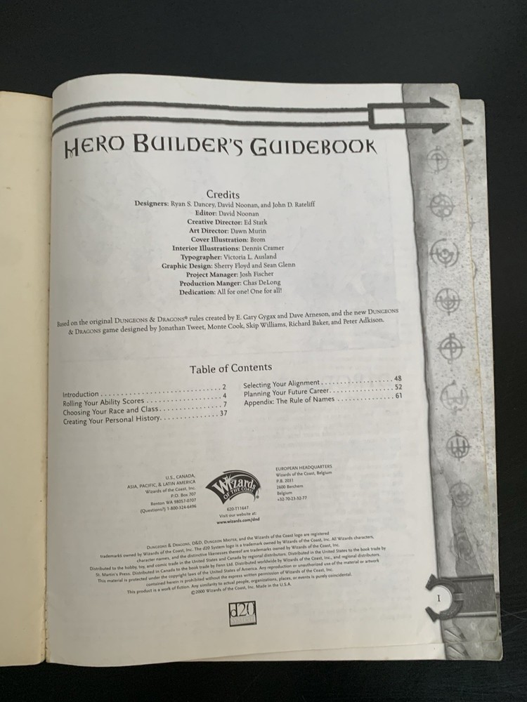 Dungeons & Dragons 3E • Hero Builder's Guidebook • TSR 11647 • 2000