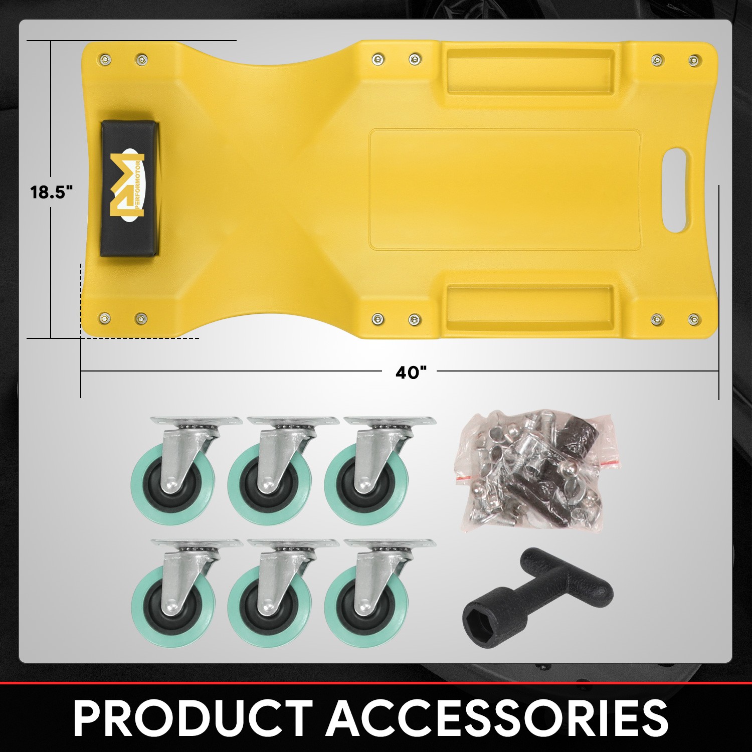 40"in Low Profile Mechanic Rolling Creeper Automative Garage Shop Repair Yellow